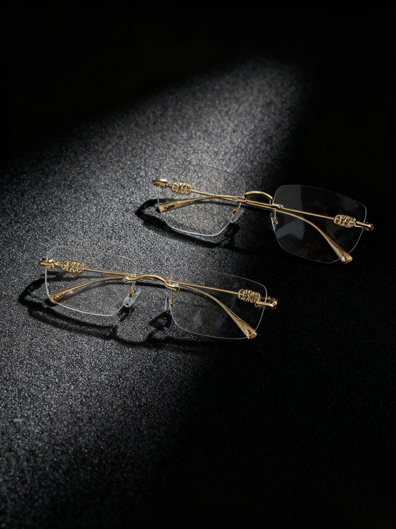 Frameless Blue Light Blocking Glasses, Lightweight Business Style, No Prescription Women's Eyeglasses, Simple Design, Comfortable Wear, Anti Blue Glasses, Lightweight Eyewear