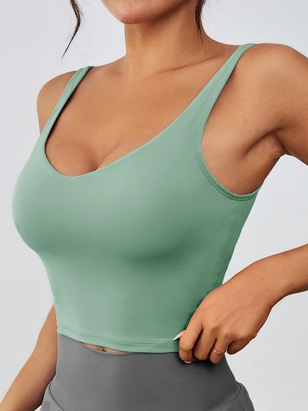 Women's Solid Sports Bra, Sporty Wide Strap Lingerie Top for Tennis Pickleball, Gym Clothes, Women's Athletic Clothing for Indoor Outdoor Wear