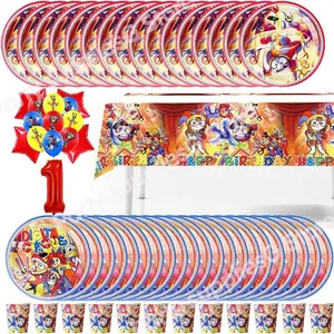 Cartoon Amazing Circus Theme Birthday Party Decorations Cute Balloons Plates Banner Tableware Set for Baby Shower Party Favors