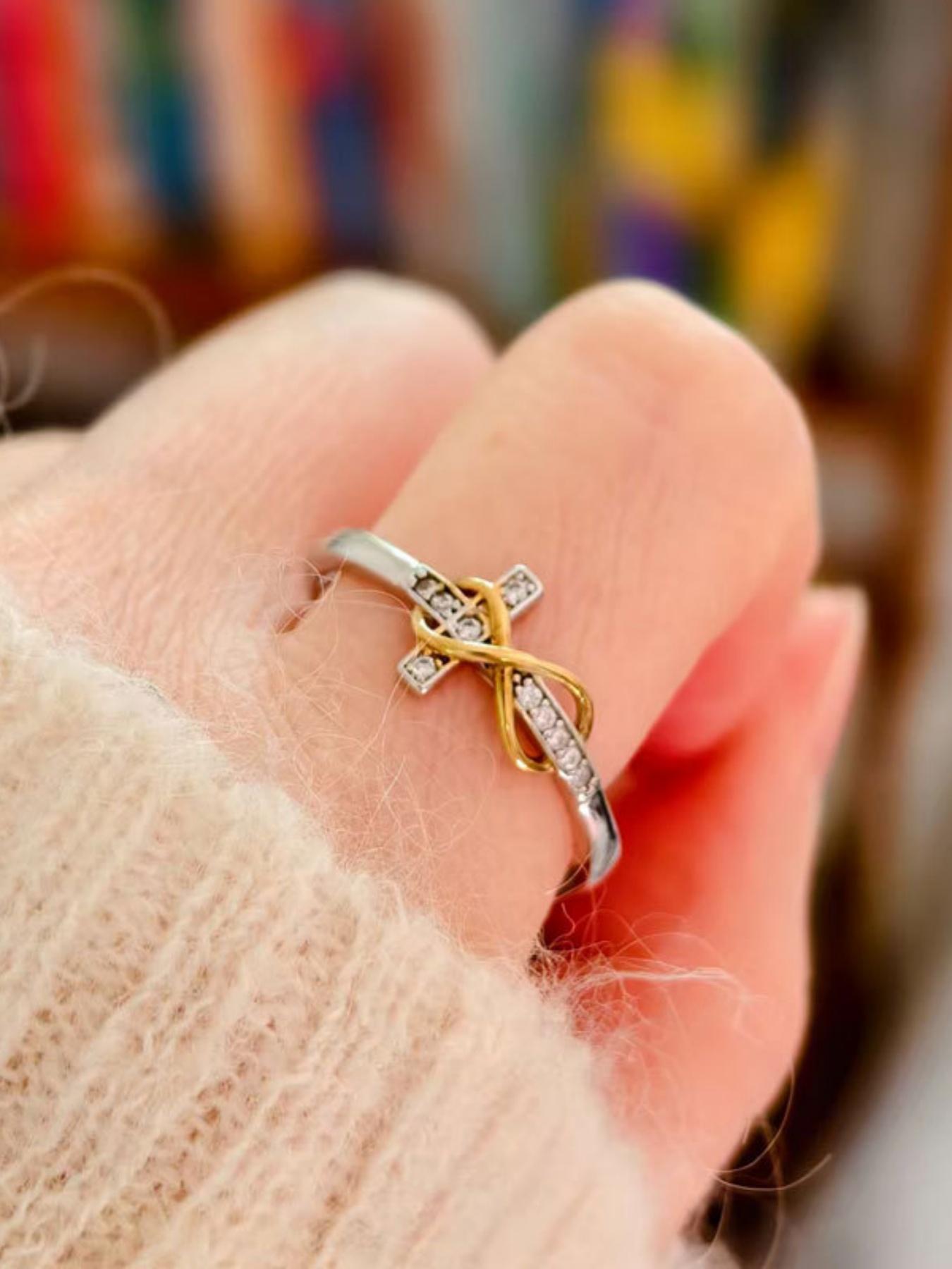 Infinite Symbol Number 8 Cross Ring, Fashion Index Finger Ring for Women, Perfect Gift for Dates, Essential Daily Wear Jewelry