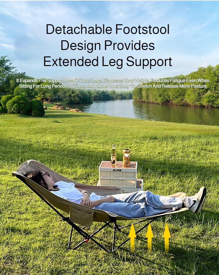 Portable Outdoor Chair with Storage Bag Outdoor Recliner Folding with Leg Support Camping Beach Chair  Lunch Break Folding Chair