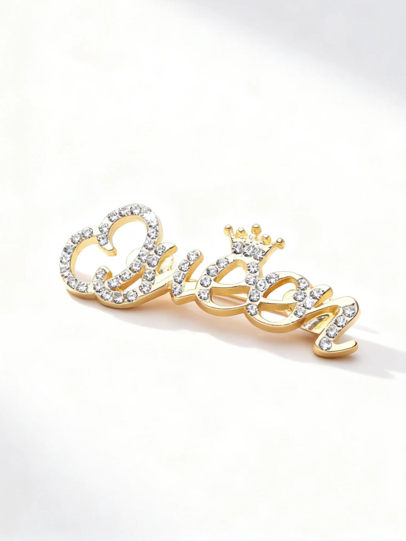 1pc Exquisite Letter Queen Brooch All-Match Personality Pin Ins High-End Brooch Summer Corsage Temperament New Accessories