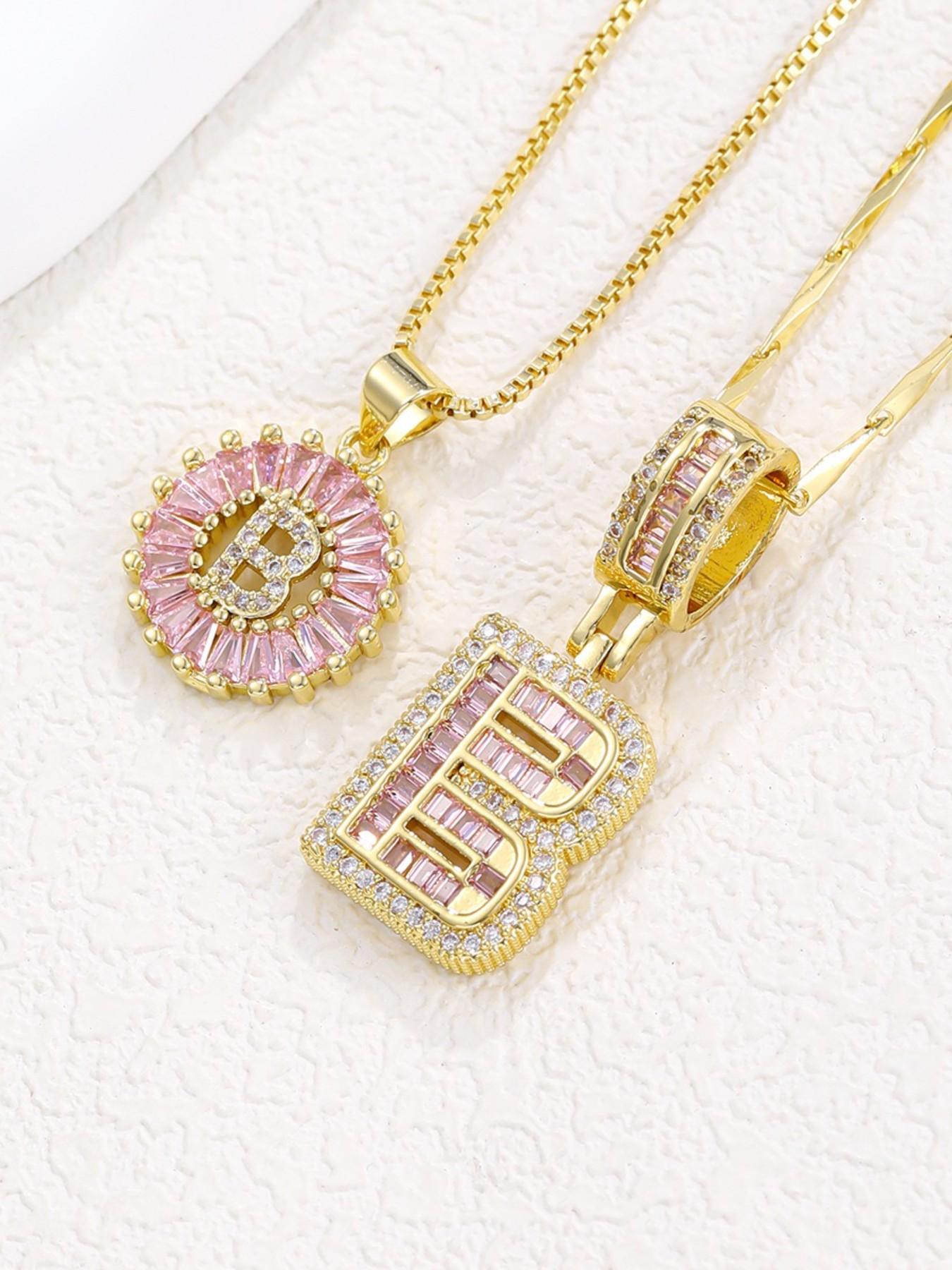 2-Piece Initial Pendant Necklace Set, 14k Adjustable Chain, Fashion Layered Jewelry, Perfect Gift for Women, All Seasons