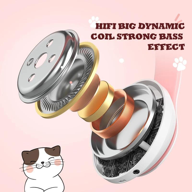 Flash Lamp Cute Cat Ears Headphone Bluetooth5.0 Stereo With Mic Support TF Card Wireless Kids Girl Earphone Birthday Gift btheadphones