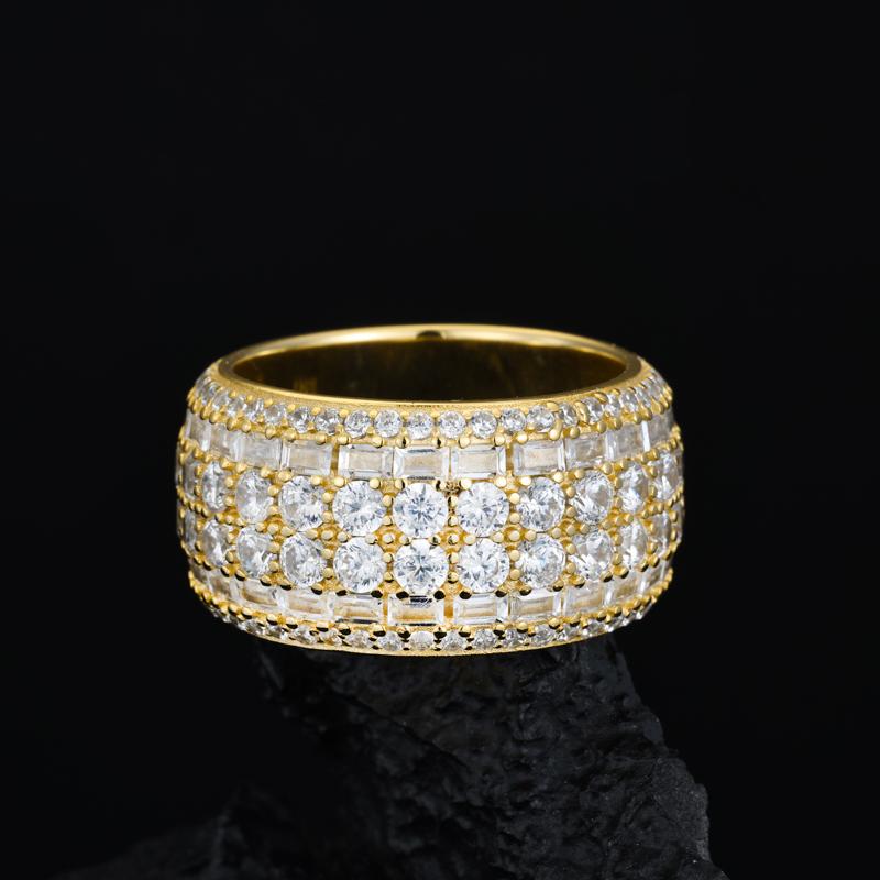 【#R362 】UCCIYO 18K Gold-Plated Ring with Lab-Grown Moissanite S925 Sterling Silver Moissanite Ring for Women Men Hip Hop Jewelry Gift