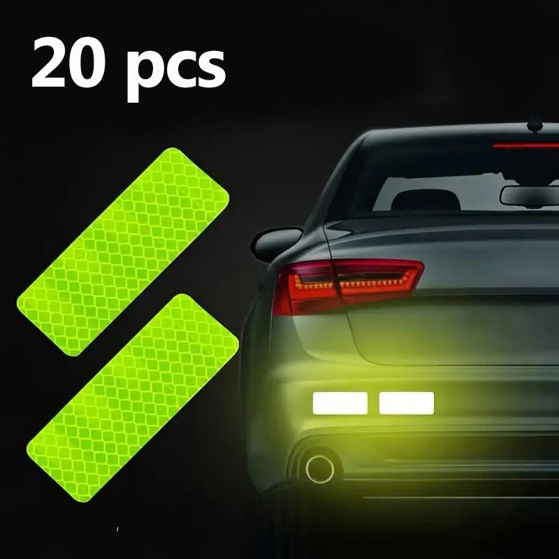 20pcs Ultra-Bright Reflective Safety Stickers, Fluorescent High Visibility Warning Decals, Night Road Safety Equipment