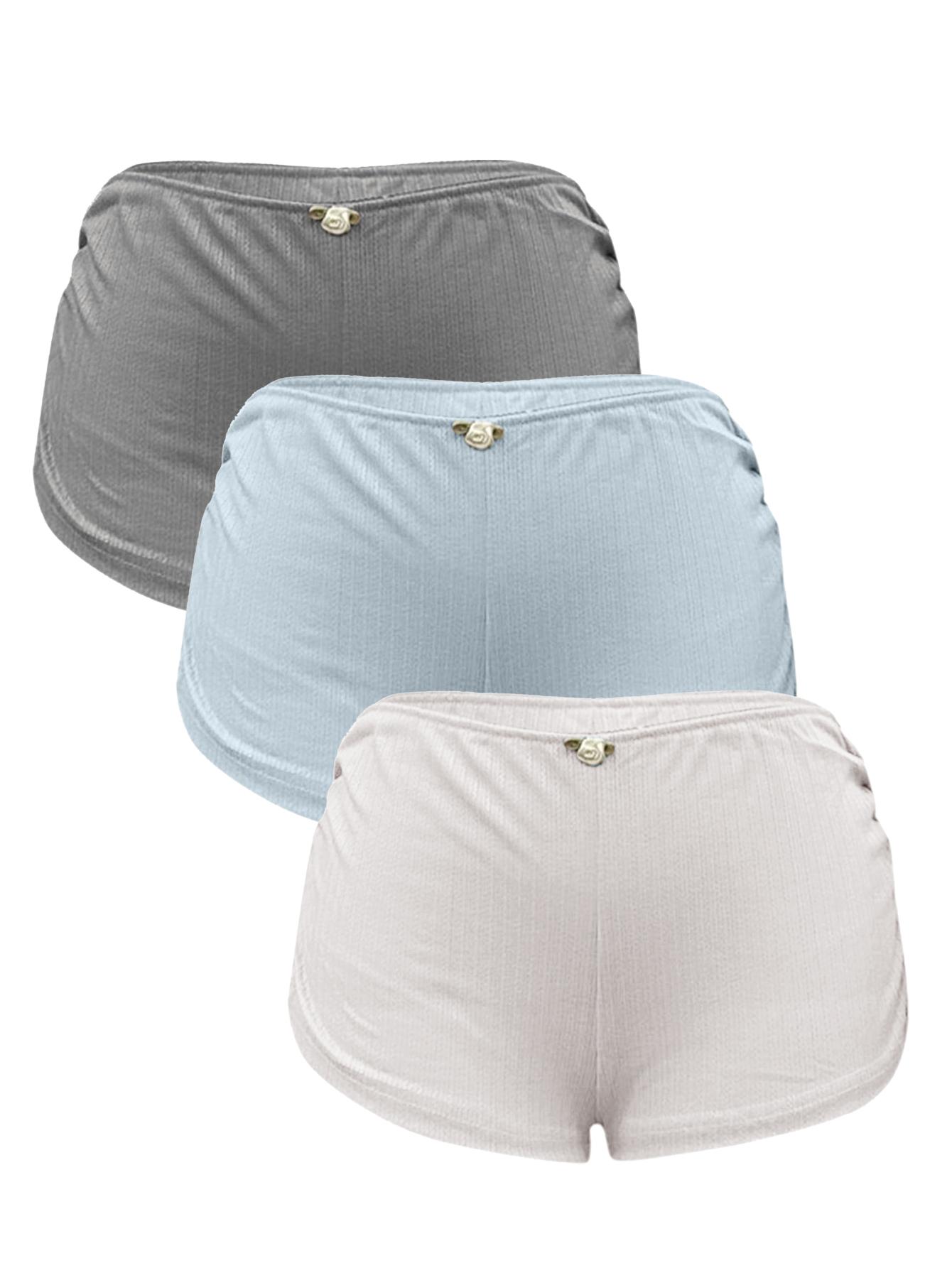 Three-pack Women's Y2K Shorts, Micro Shorts Side Slit Stretch Pajamas Shorts, Slim Fit Ruched Bottoms Cute Leggings