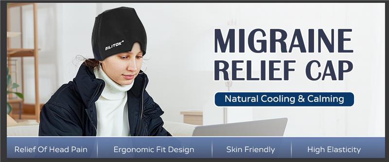 Migraine Headache Relief Cap, Gel lce Head Wrap for Tension,puffy eyes, and Stress Relief.Suitable for Home breaks, before sleep, office