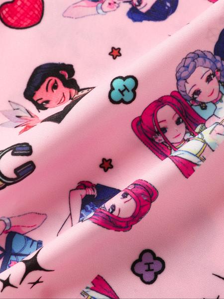 K-Pop Demon Hunte-Women's Seamless Ice Silk Triangle Panties, K-Pop Demon Hunter Print & Simple Solid Colors, Low Waist One Piece Elastic Thin Ladies Underwear Set