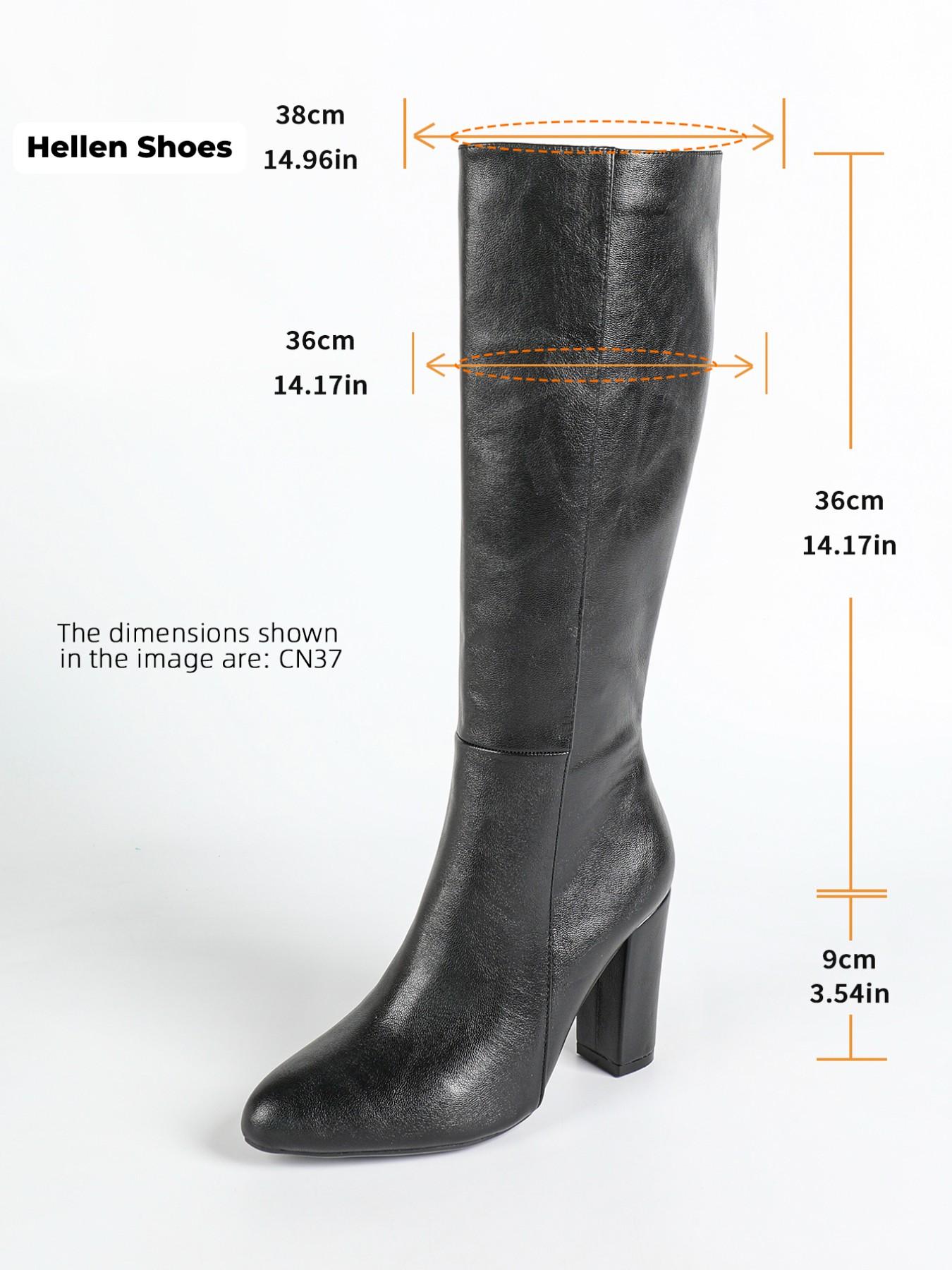 Women's Solid Color Knee High Heel, Elegant Pointed Toe for Fall & Winter, Pointy Toe Boots, Women's Shoes
