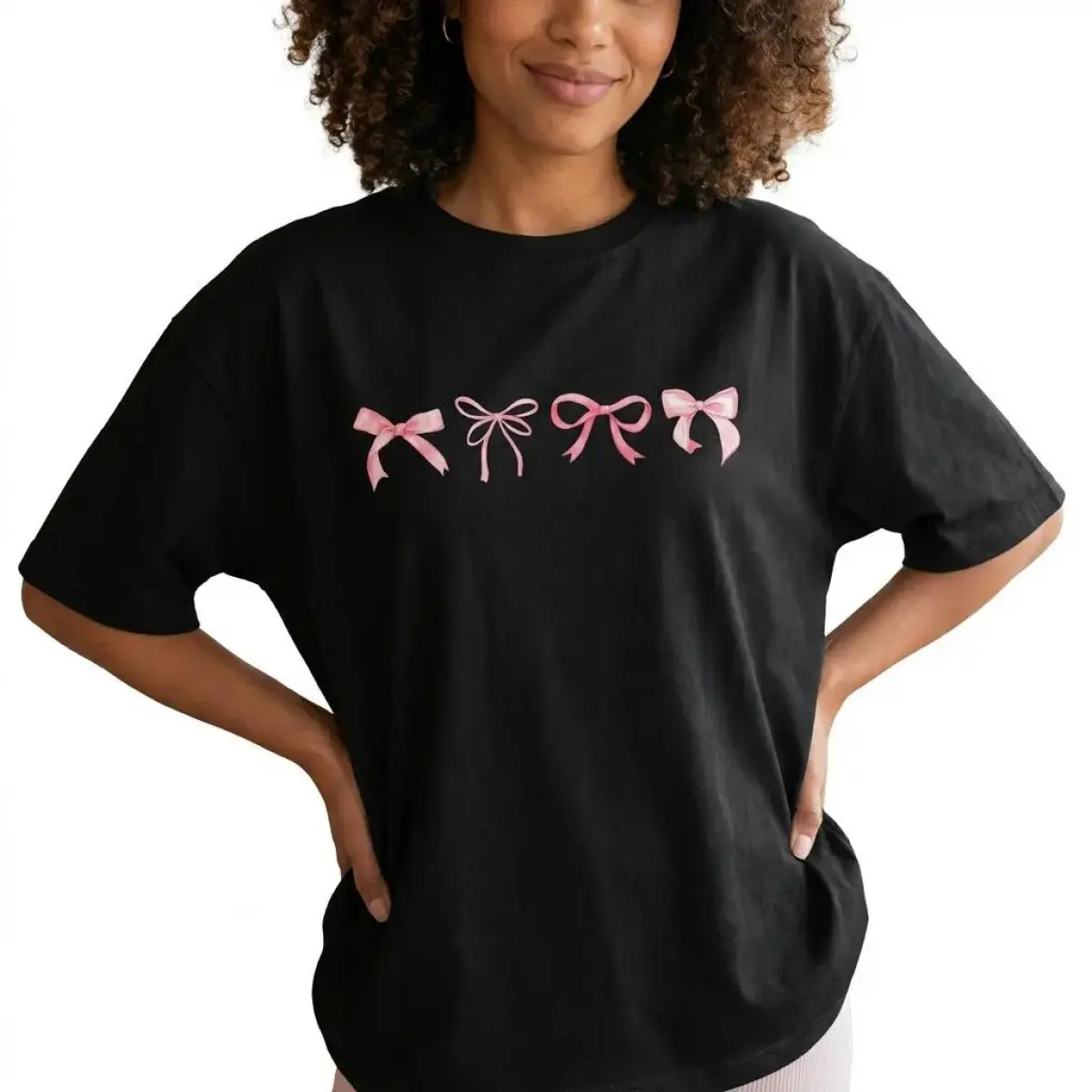 Coquette Pink Bow Graphic Tee Women Plus Size Balletcore Shirt