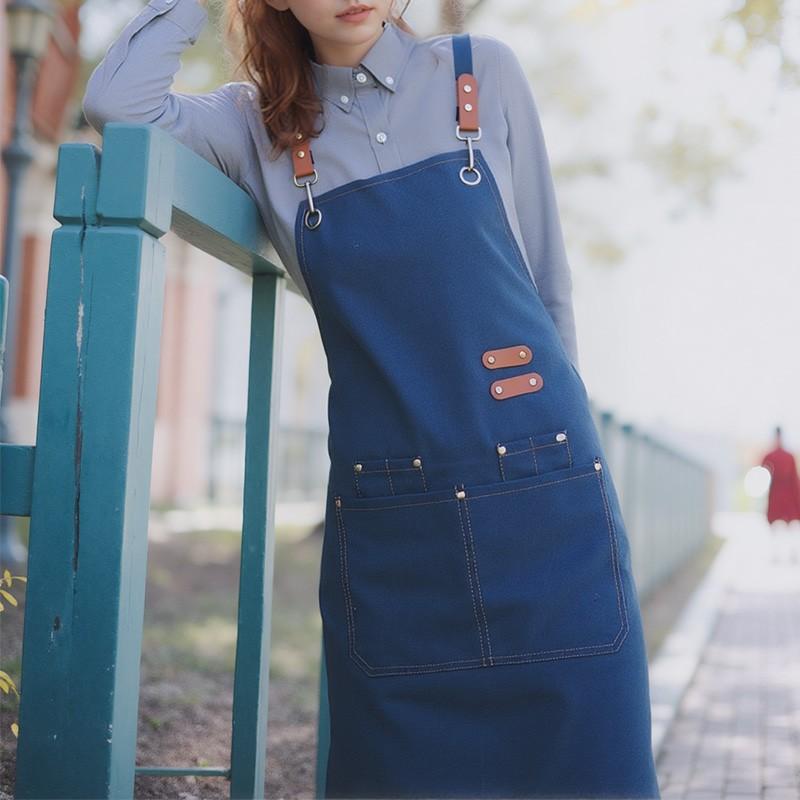 1PC Thick Canvas Chef Apron for Men and Women, Durable Workwear with Pockets, Ideal for Restaurant, BBQ, Baking, Painting, Gardening