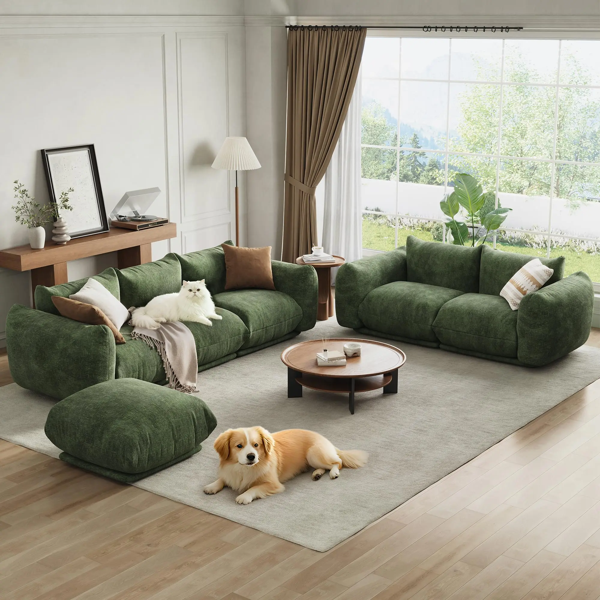 Garvee Chenille Fabric 2-Seater Sofa Inspired by Clouds - 75 Inch Deep Seat, Modular Design for Small Living Rooms, Bedrooms, or Offices with Thick Cushion