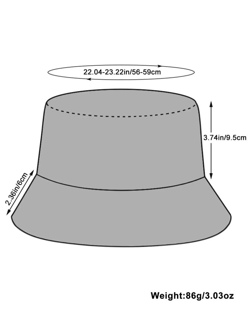 Minimalist Letter Patch Decor PU Leather Bucket Hat, Outdoor Sun Protection Fisherman Hat, Summer Beach Hat For Men & Women