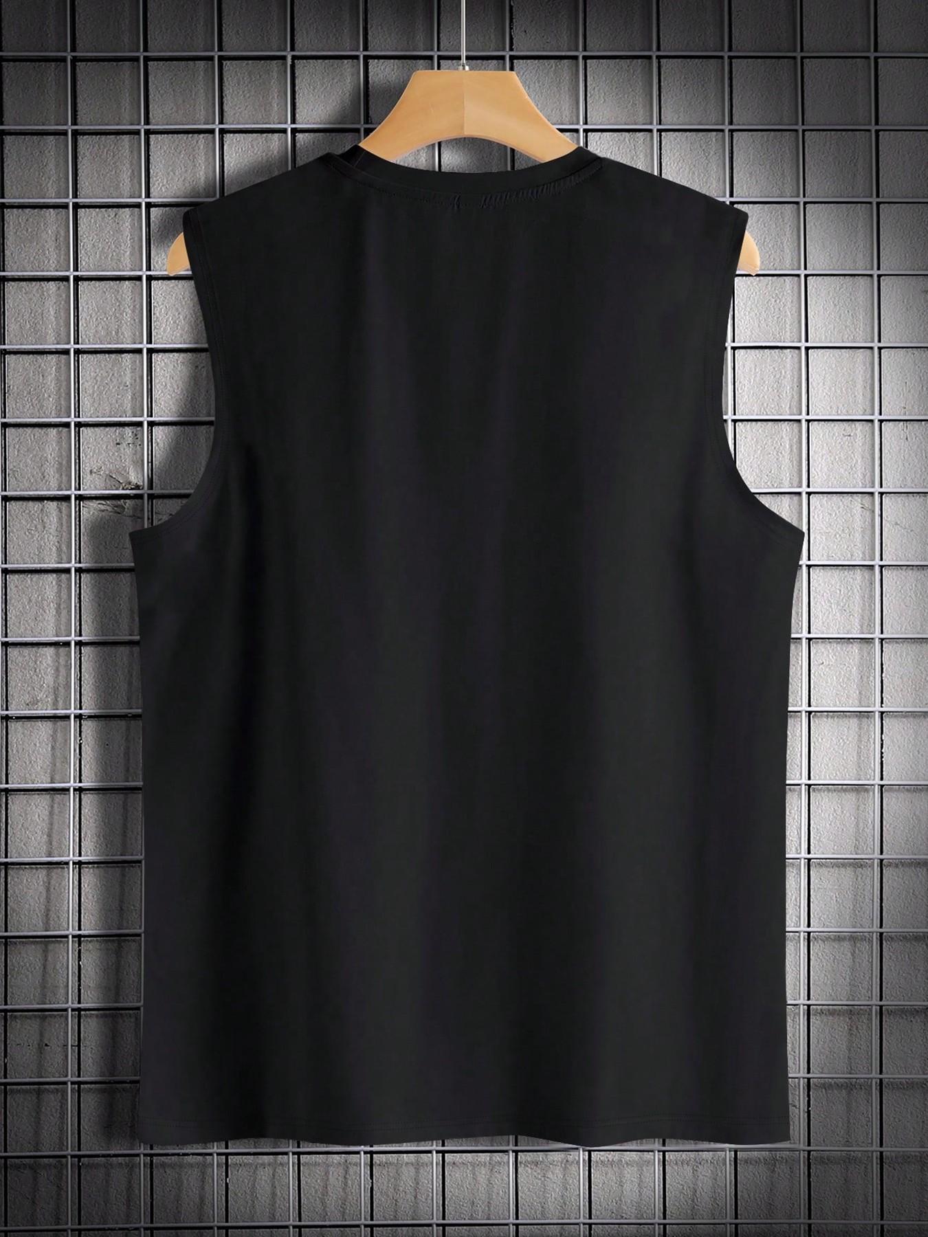 Men's Arabic Calligraphy "Peace" Graphic Sleeveless Tank Top, Islamic Style Casual Workout Vest, Streetwear Gym Fashion #IslamicClothing #ArabicCalligraphy #MensGymWear #SleevelessTank #TikTokMadeMeBuyIt