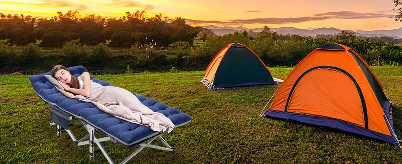 SLSY Folding Bed Cot with 3.3 inch 2 Sided Mattress, 75"x 28" Folding Sleeping Cot Guest Bed, Folding Camping Cots with Carry Bag