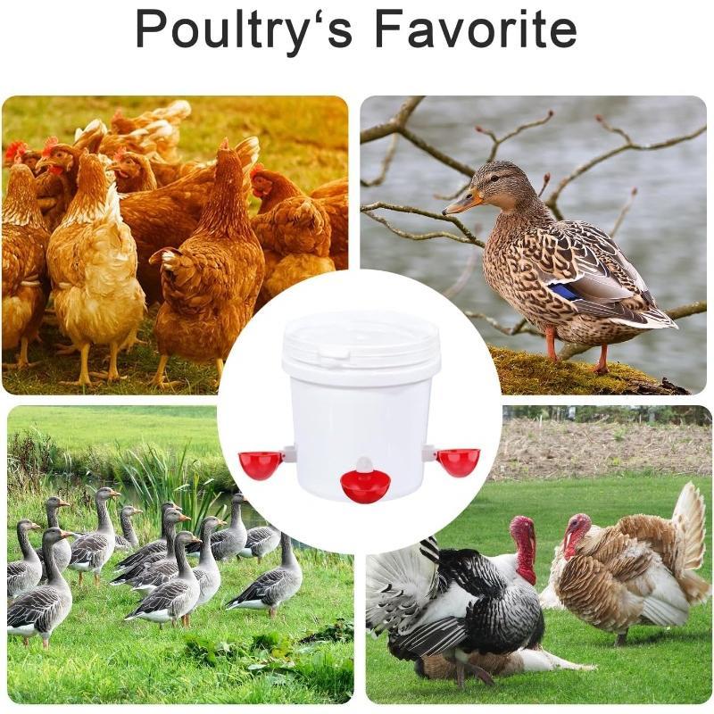 6 Pcs Large Automatic Poultry Water Cups, Leak-Proof Self-Filling Chicken Drinker Set with DIY Hole Opener, Perfect for Coop & Farm, Fresh Water for Ducks, Turkeys & Geese