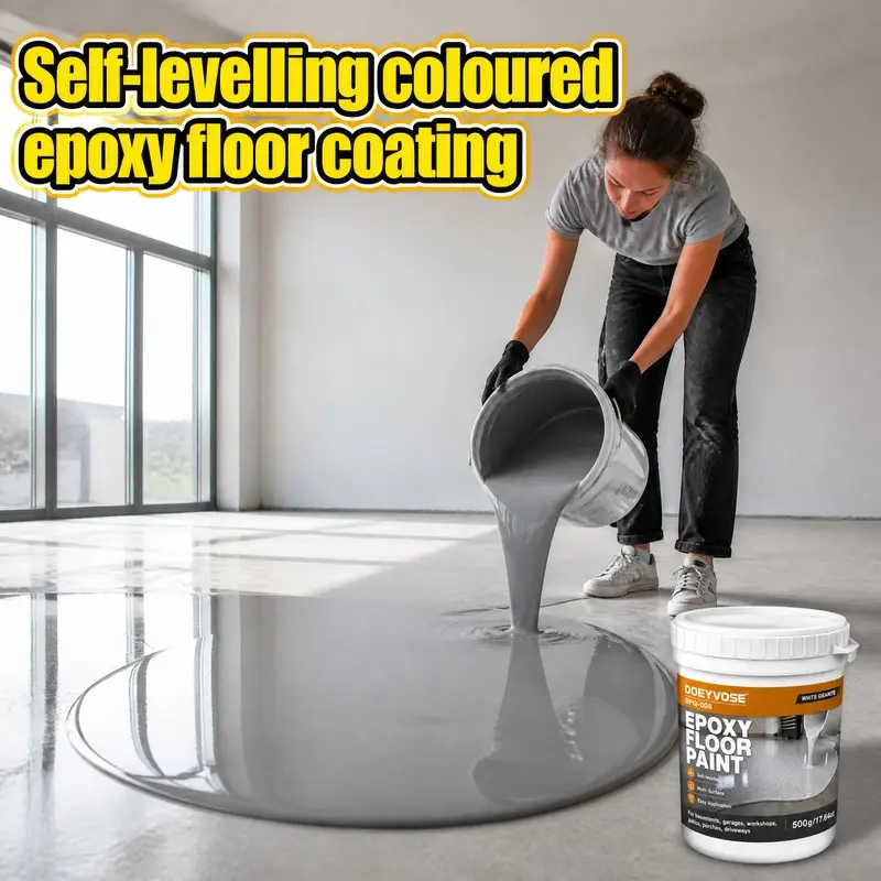 [DOEYVOSE] Gray Epoxy Floor Paint - Industrial Workshop Floor Renovation, Chemical-Resistant, Self-Leveling, Easy to Clean Surface