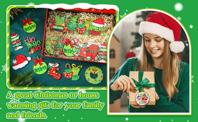 Christmas Clearance Sale Christmas Wooden Hanging Ornaments 40/36 Pcs Cartoon-Inspired Christmas Character Decor, Green Christmas Monster Decoration, Pink Christmas Tree Ornaments, Santa Candy Cane Gingerbread Ornament, Festival Party Home Xmas Tree Decor