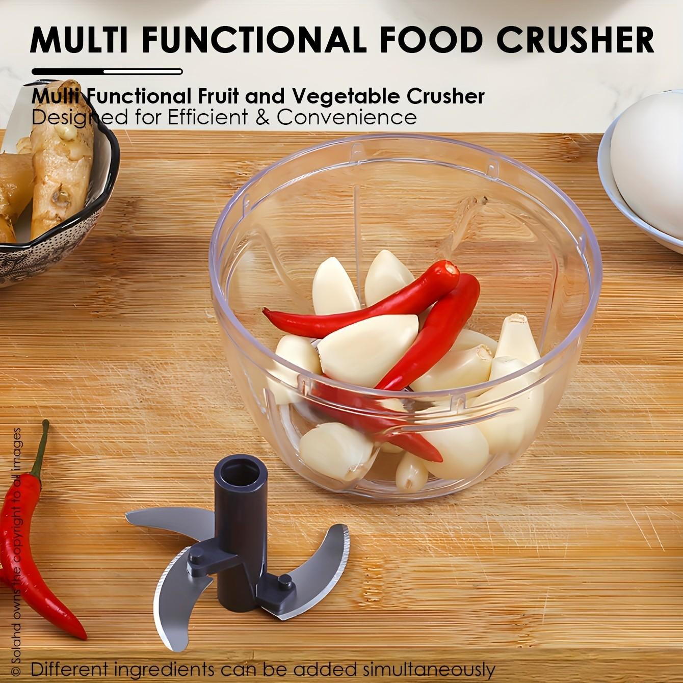 Manual Food Processor and Multi-Function Chopper, Vegetable Chopper Tool, Durable Plastic, Easy Pull Cord Design, Ideal for Slicing Onions Garlic Vegetables Fruits Nuts Herbs