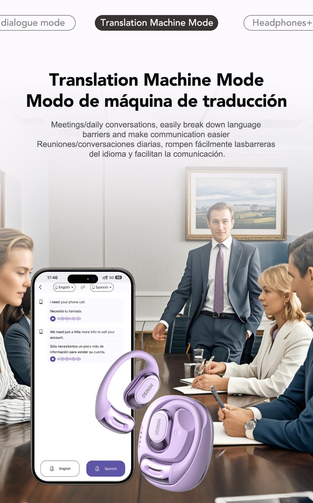 MINISO MS156 [Ultra] True Wireless Bluetooth Earphones Open-back 165 Languages AI Translation Smart Earphones with Microphone