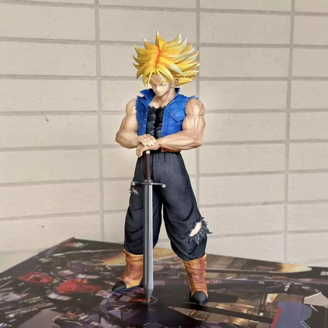 One Piece Dragon Ball Super Trunks Figure， Super Saiyan Sword Pose with Starry Sky Scene，Unboxing Trunks Super Saiyan Statue! Must-Have DBZ Collectible for Anime Fans，Stunning Trunks Action Figure, Perfect Desk Decor for Dragon Ball Otakus ﻿