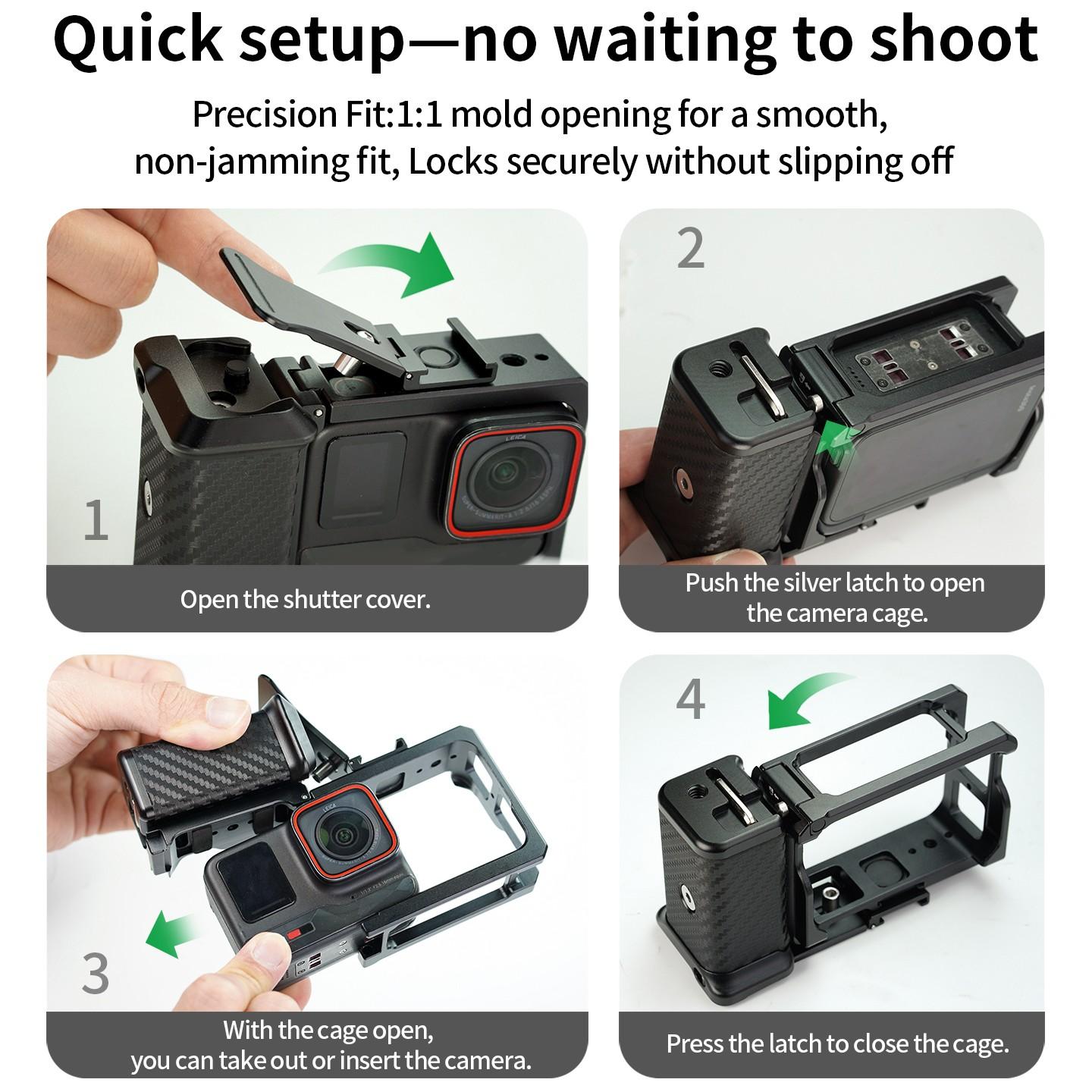 Feichao Handheld Grip Rabbit Cage Kit for Insta360 Ace Pro/ace Pro2, Shutter Handle Protective Frame, New Camera Accessory for Street Shooting Protection