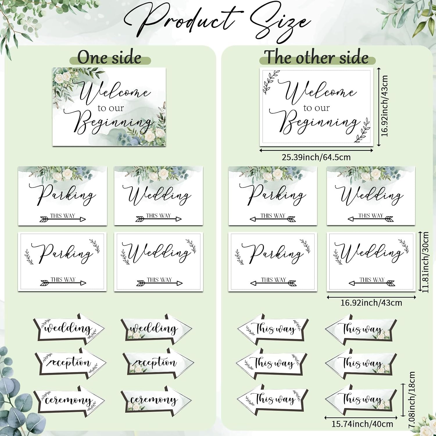 11 Pack Wedding Signs for Reception, Welcome to Our Wedding This Way Signs