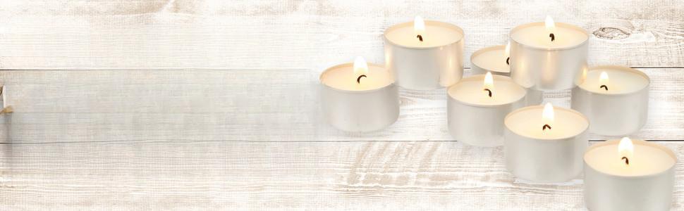 50 Count Unscented White Tealight Candles, 6‑7 Hour Long Lasting Smokeless Tea Lights for Weddings, Parties & Home Decor