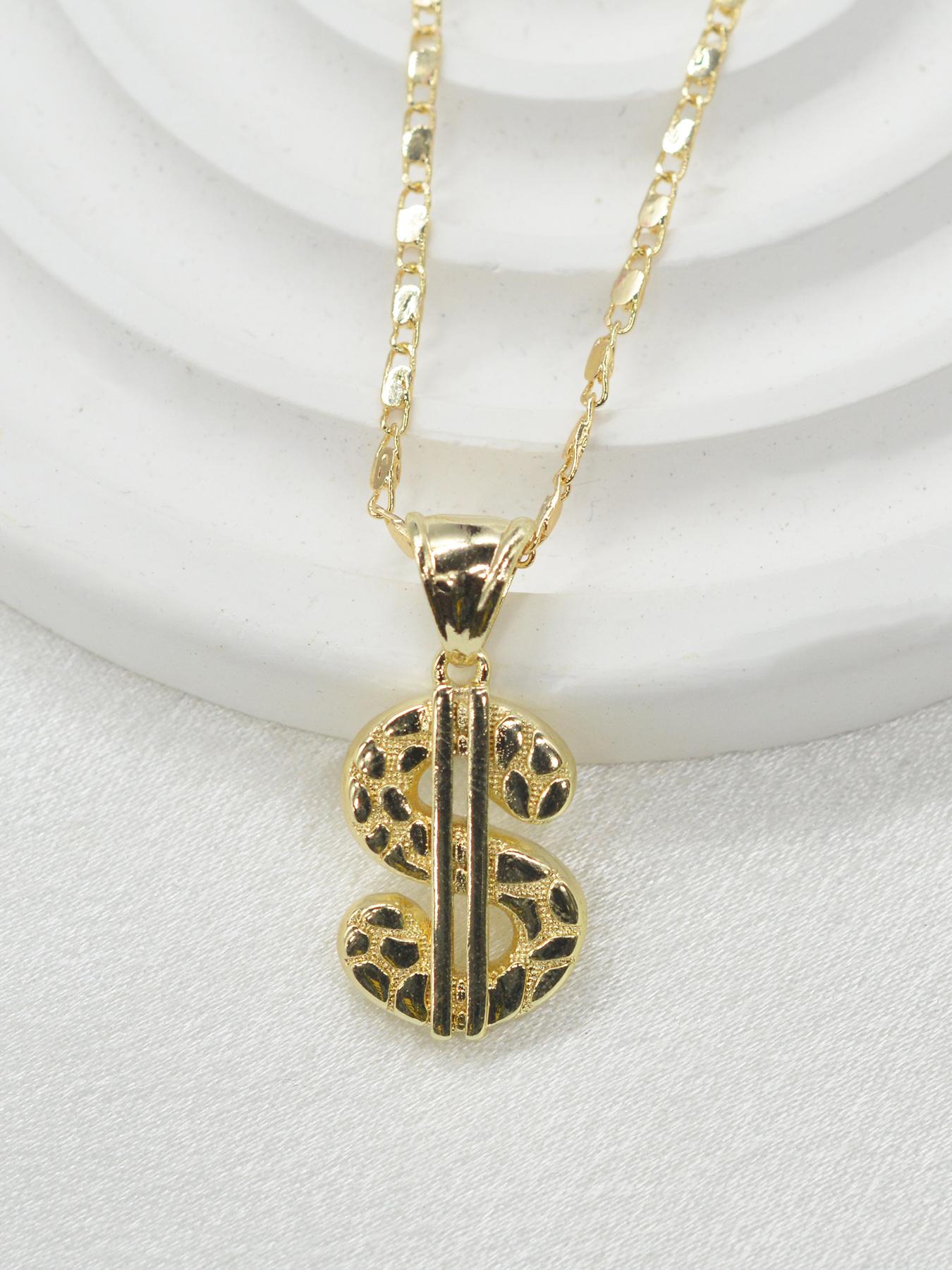 Fashion Hip Hop Dollar Sign Pendant Necklace, Vintage Street Style Jewelry Gift for All Seasons, Perfect for Valentine's Day and Birthdays