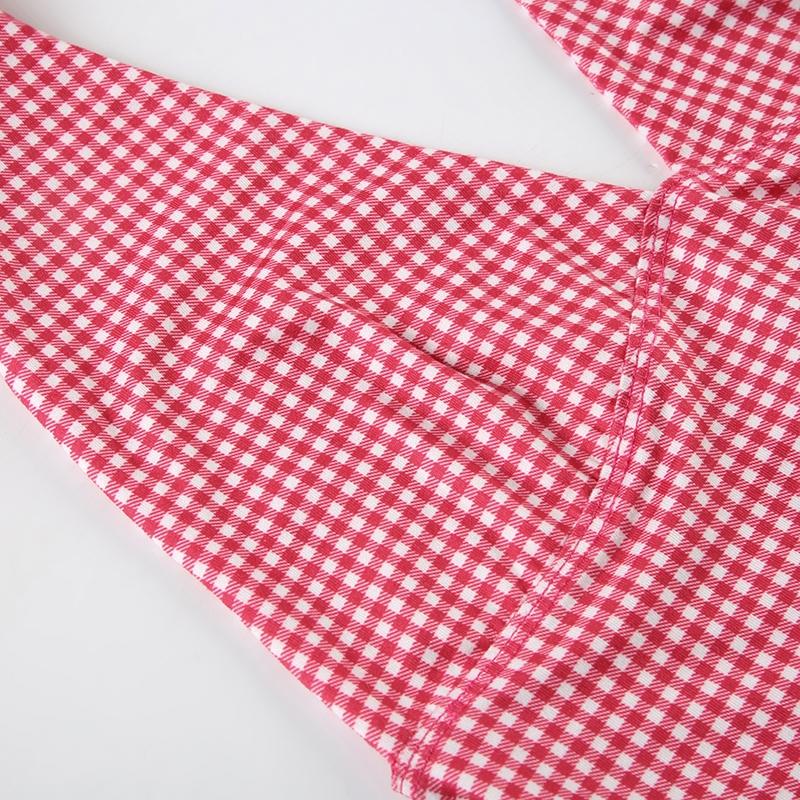 Summer Y2K Plaid Halter Deep V Backless Sleeveless Vest, Vintage Sweet Spicy Chic Fashion Style Tie Back Small Tank Top for Women