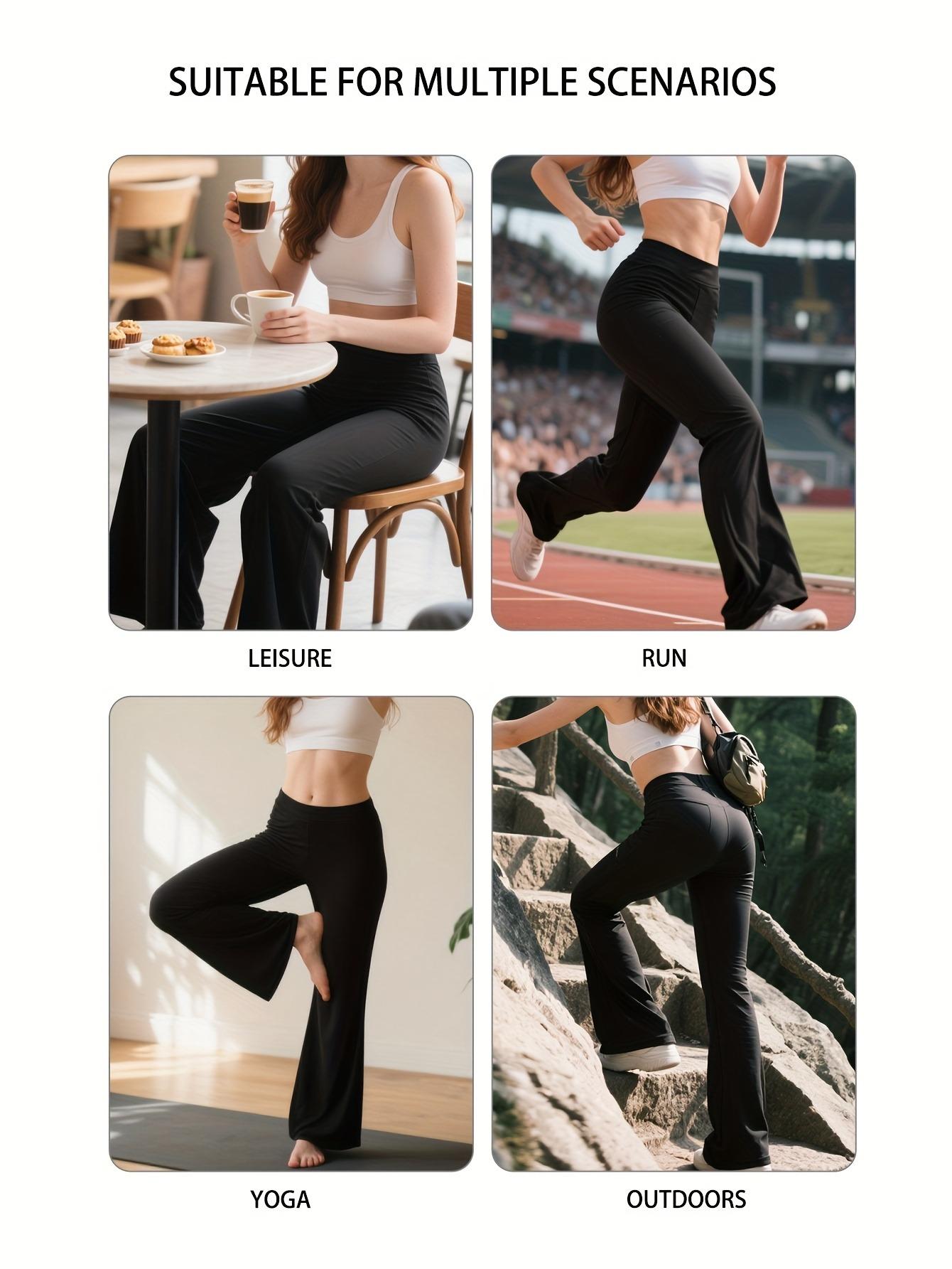 Women's high-waisted stretch wide-leg pants set | Fashion sporty yoga pants, casual slimming flared pants, fitness yoga wide-leg pants, women's daily casual solid-colored flared pants, sportswear Women's high-waisted stretch wide-leg pants set | Fashion sporty yoga pants, casual slimming flared pants, fitness yoga wide-leg pants, women's daily casual solid-colored flared pants, sportswear