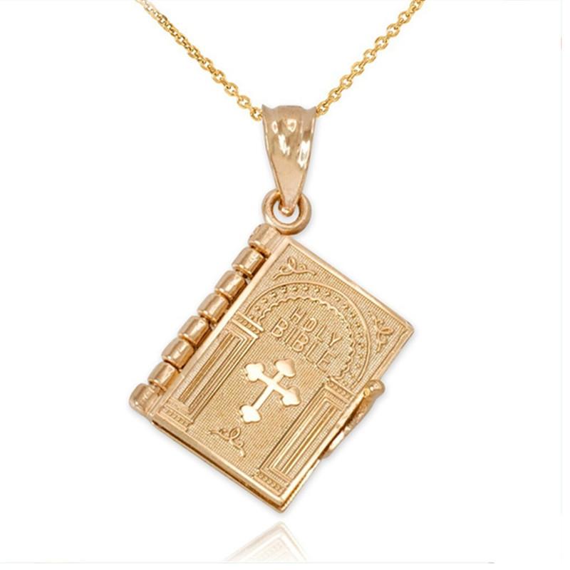 Retro prayer can open the Bible book cross necklace scripture versatile fashion personality creative pendant men and women gift Retro Openable Bible Cross Necklace