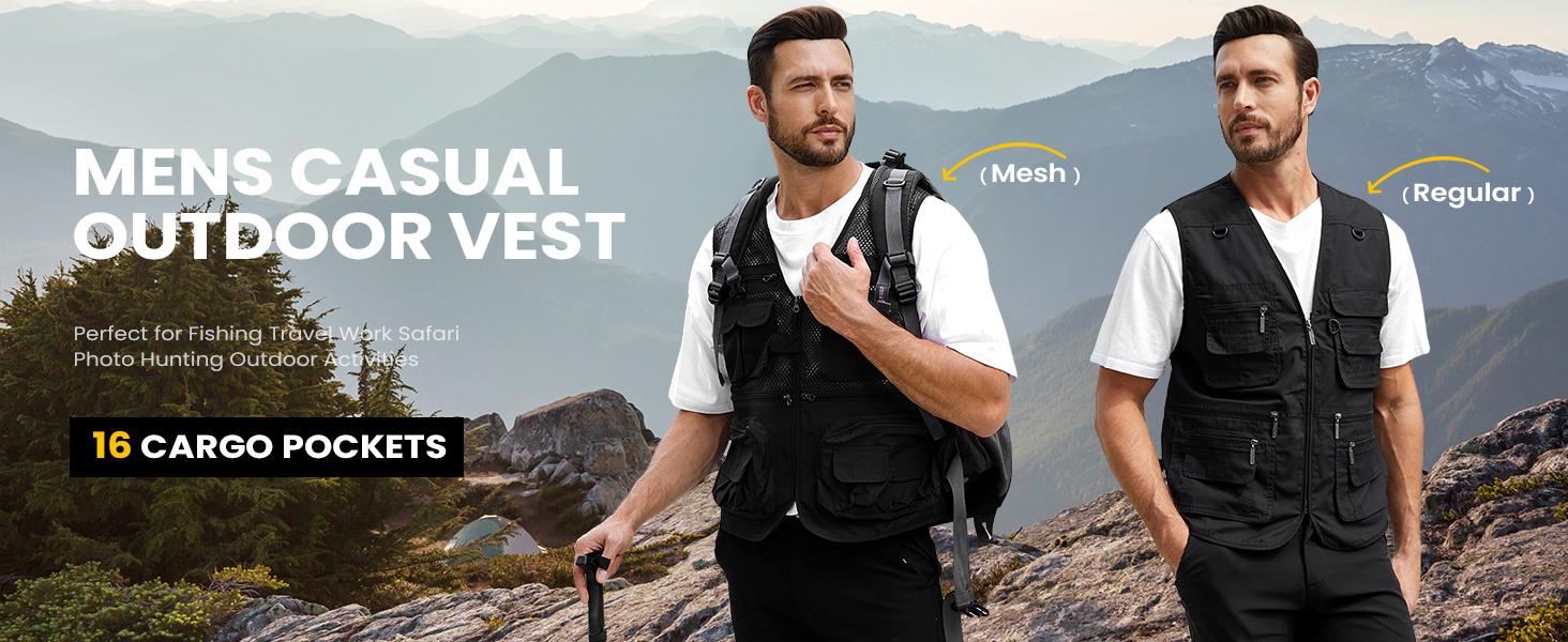 Gihuo OlympinA Men's Fishing Vest with 16 Pockets for Outdoor Work Safari Travel & Photography Breathable Sleeveless Jacket for Spring Summer Fall Adjustable Waistcoat in Beige Army Green Gihuo OlympinA Men's Fishing Vest with 16 Pockets for Outdoor Work Safari Travel & Photography Breathable Sleeveless Jacket for Spring Summer Fall Adjustable Waistcoat in Beige Army Green