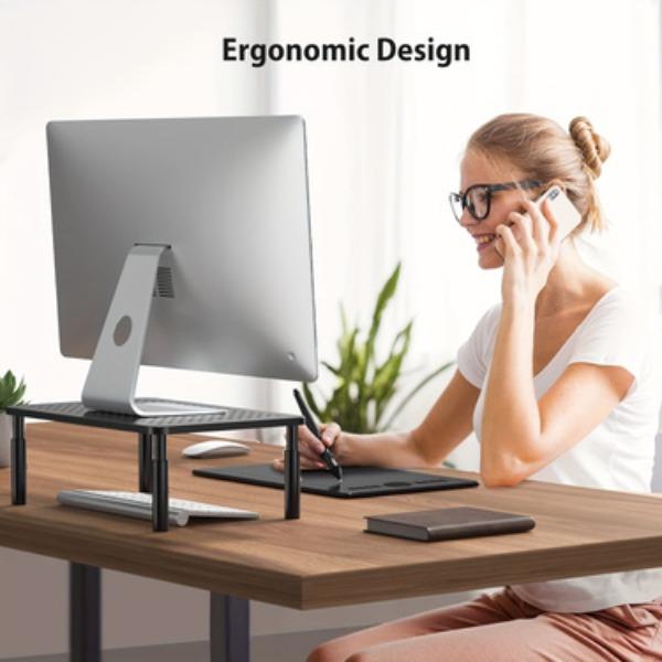 Adjustable Monitor Stand Riser | Fix Neck & Back Pain from Bad Posture! Ergonomic Height Adjustable Desk Riser for Laptops & Monitors