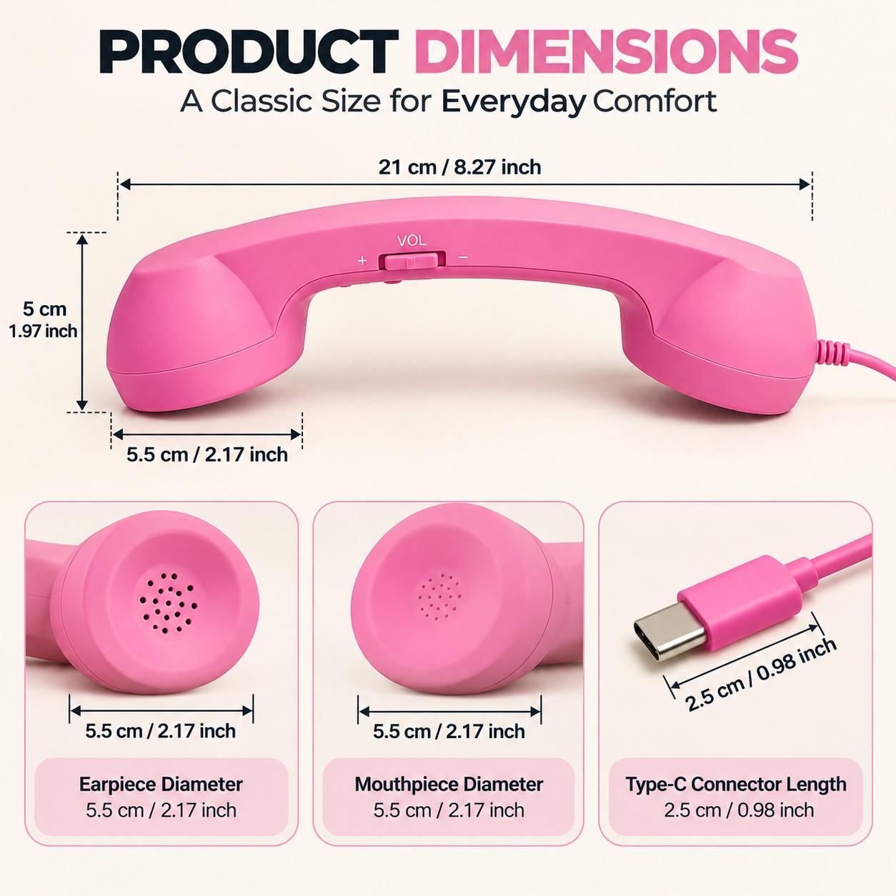 Vintage style wired telephone receiver