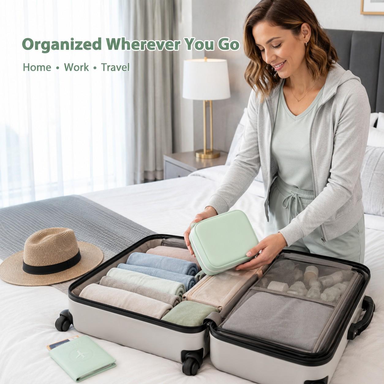 Waterproof Pill Organizer and Pouch Set, Travel Medicine Organizer with 14 Color-Coded Pouches, Leakproof Reusable Zippered Storage Case, Compact Daily Pill Holder, Portable Vitamin Organizer