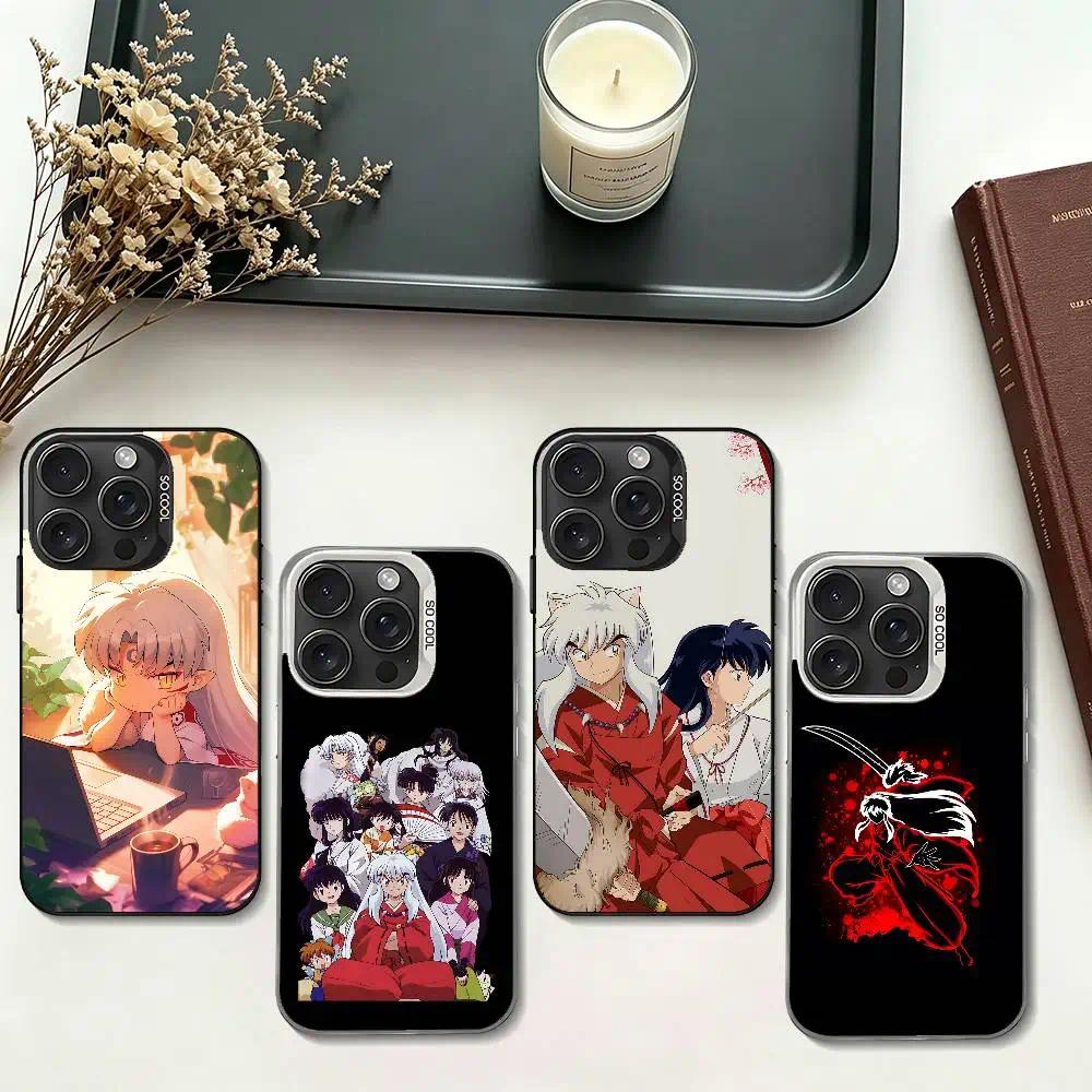 Cartoon Inuyasha Art High-Detail Silver Electroplated Shockproof Phone Case, Multi-Model Fit for iPhone 11-17 Pro Max/Plus & Samsung Galaxy S23-S25, iPhone & Galaxy Compatible Mobile Phone Accessory, Ios & Android