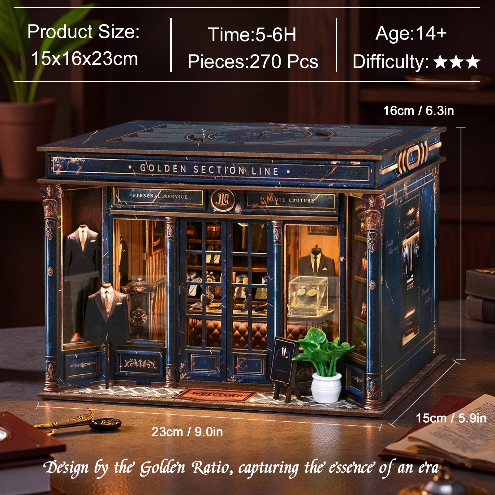 DIY Mini Book Corner Kit, 3D Wooden Puzzle House Model Set, Miniature Furniture, Desktop Decoration, Handmade Craft, Perfect Gift for Adults & Teens