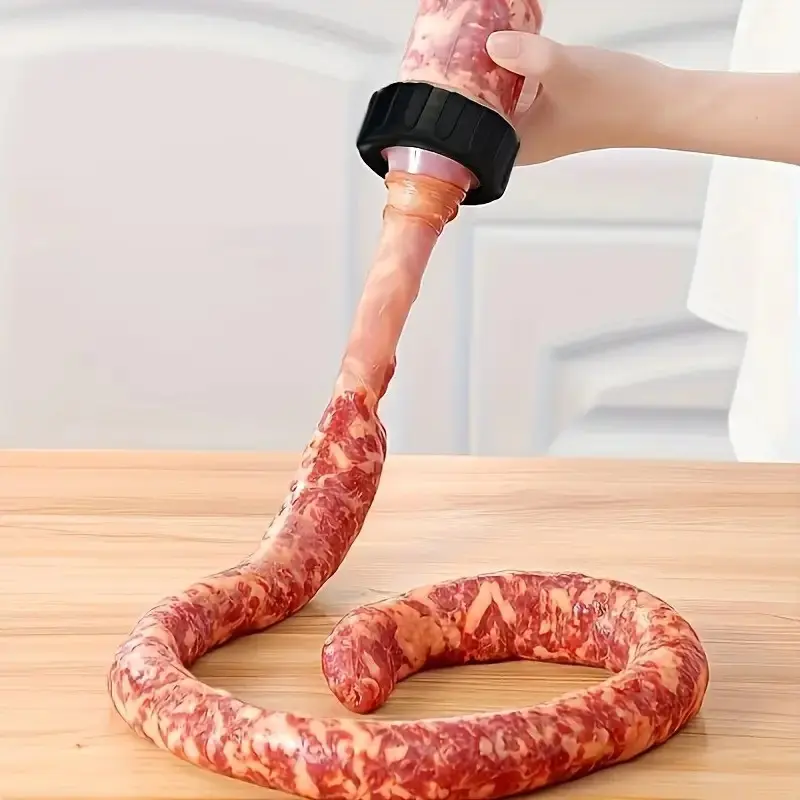 Christmas 4-Piece Manual Sausage Stuffer, Heavy-Duty Plastic, 3 Nozzles, Easy Clean, Ideal for Homemade Sausages, Kitchen Use, All Seasons