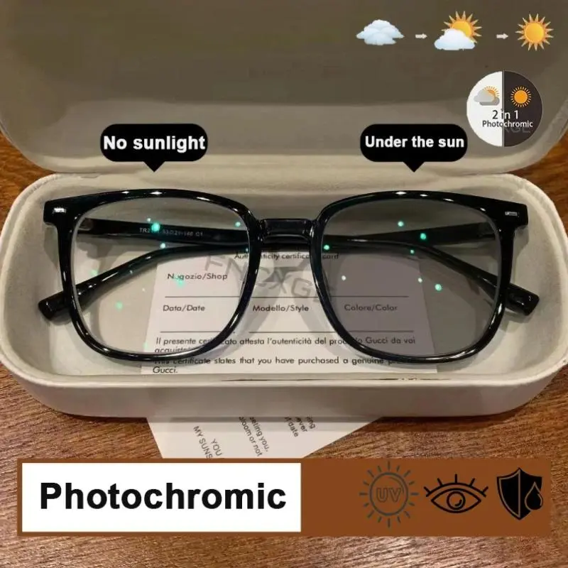 2026 Unisex Ultra-Light Square Glasses - Photochromic Anti-Radiation Frames with Replaceable Lenses for Car Exterior Accessory Enthusiasts' Sunglasses & Eyeglasses Use, Replace Lens