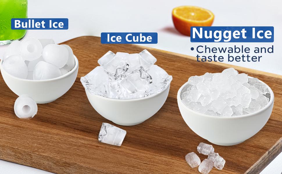 COWSAR Nugget Ice Maker with Handle,33lbs/Day, Produce a Basket in 1.5 Hour, Self-Cleaning, One-Click Design, Compact Ice Maker Nugget with Chewy Ice for Home Bar Party,Black