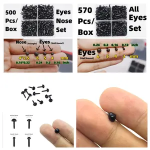 Half-Circle Doll Eyes and Nose Set, Mini Handmade Doll eye and nose Accessories, Crochet Doll Supplies, Perfect for Stuffed Animal Making