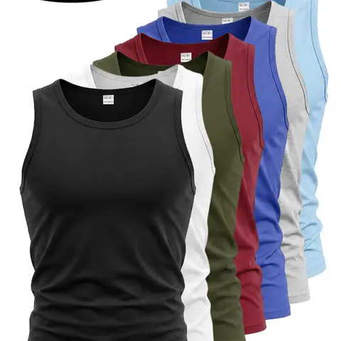 3-Pack Men’s All-Season Gym Tank Tops, Sleeveless Sports Wear, Casual Sporty Style, Highly Elastic, Quick-Drying & Breathable, Youthful