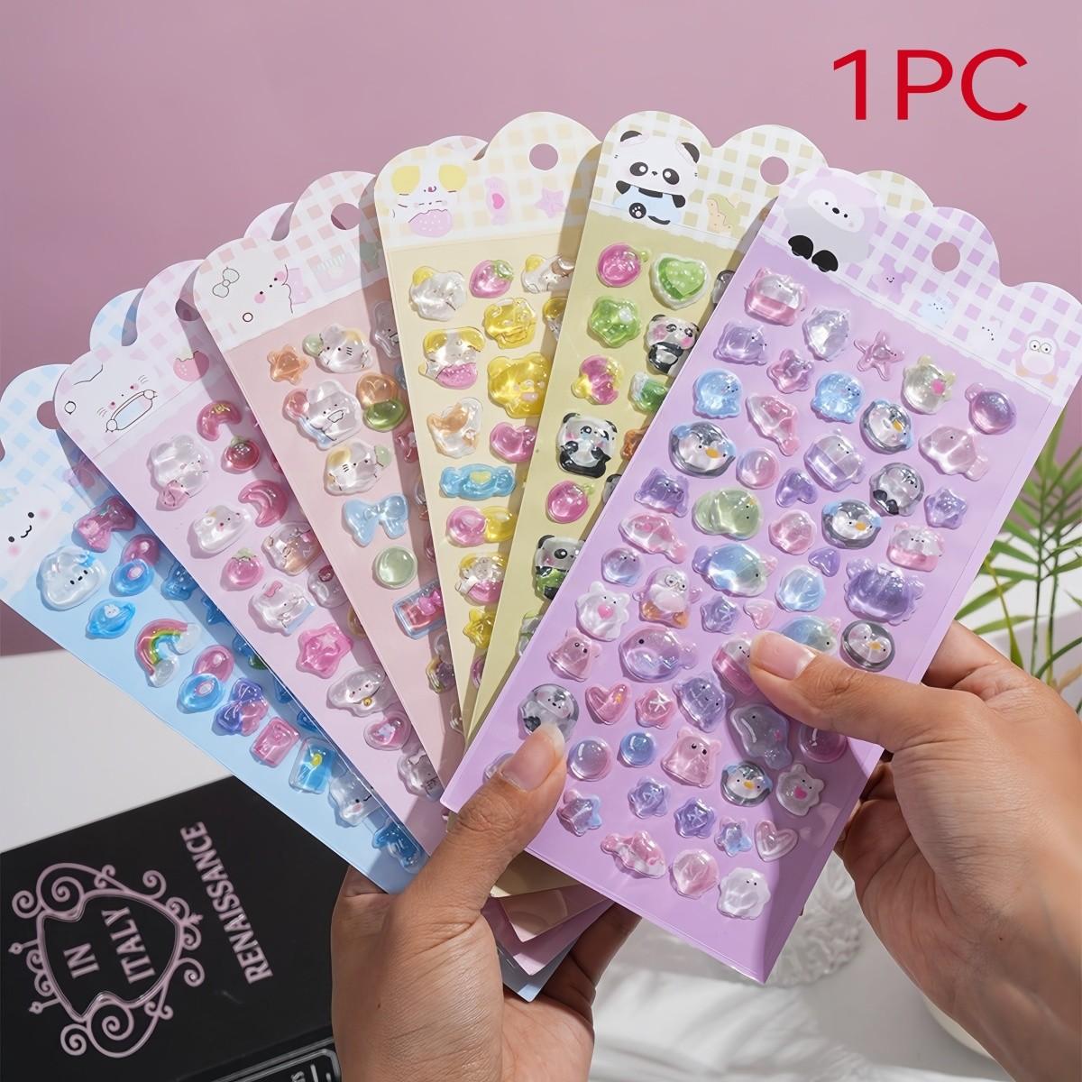 Cute 3D Kawaii Epoxy Stickers, Cartoon Panda Bear Rainbow Transparent Bubble Resin Stickers, Shiny Self Adhesive Decals for Journaling, Kaka Card, Phone Case, DIY Crafts, Kids Gifts, Aesthetic Korean Stationery Stickers, Accessories