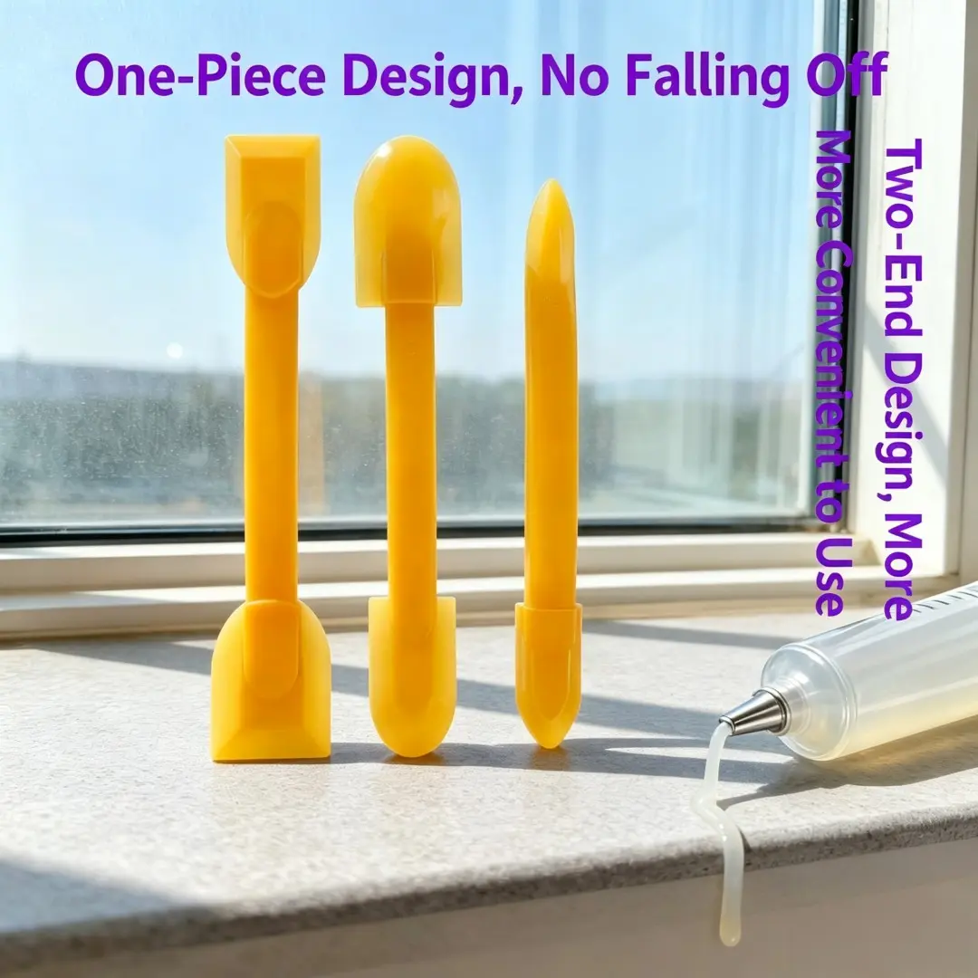 TPE Integrated Caulk Removal Tool, Double Head Caulk Finishing Scraper, Soft Sealant Smoother for Exterior Wall, Sunroom, Stone Curtain Wall, Door & Window Glass Glue Finishing