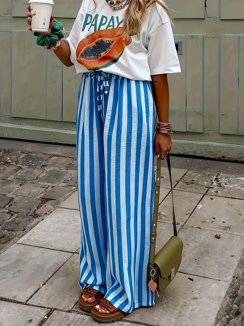 Spring & Fall Fashion New Women's Drawstring Loose Wide Leg Pants, Comfortable and Stylish Long Trousers for Casual Wear