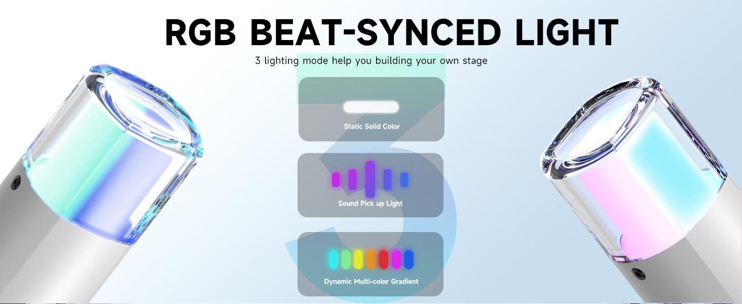 Wireless Microphones, Micorphone with One-to-One Chip Connection and LED Lights, 40H Duration, 200FT Range Receiving, Volume Control Karaoke Micorphone for Singing, Speech, Home Party, YouTube/Tiktok