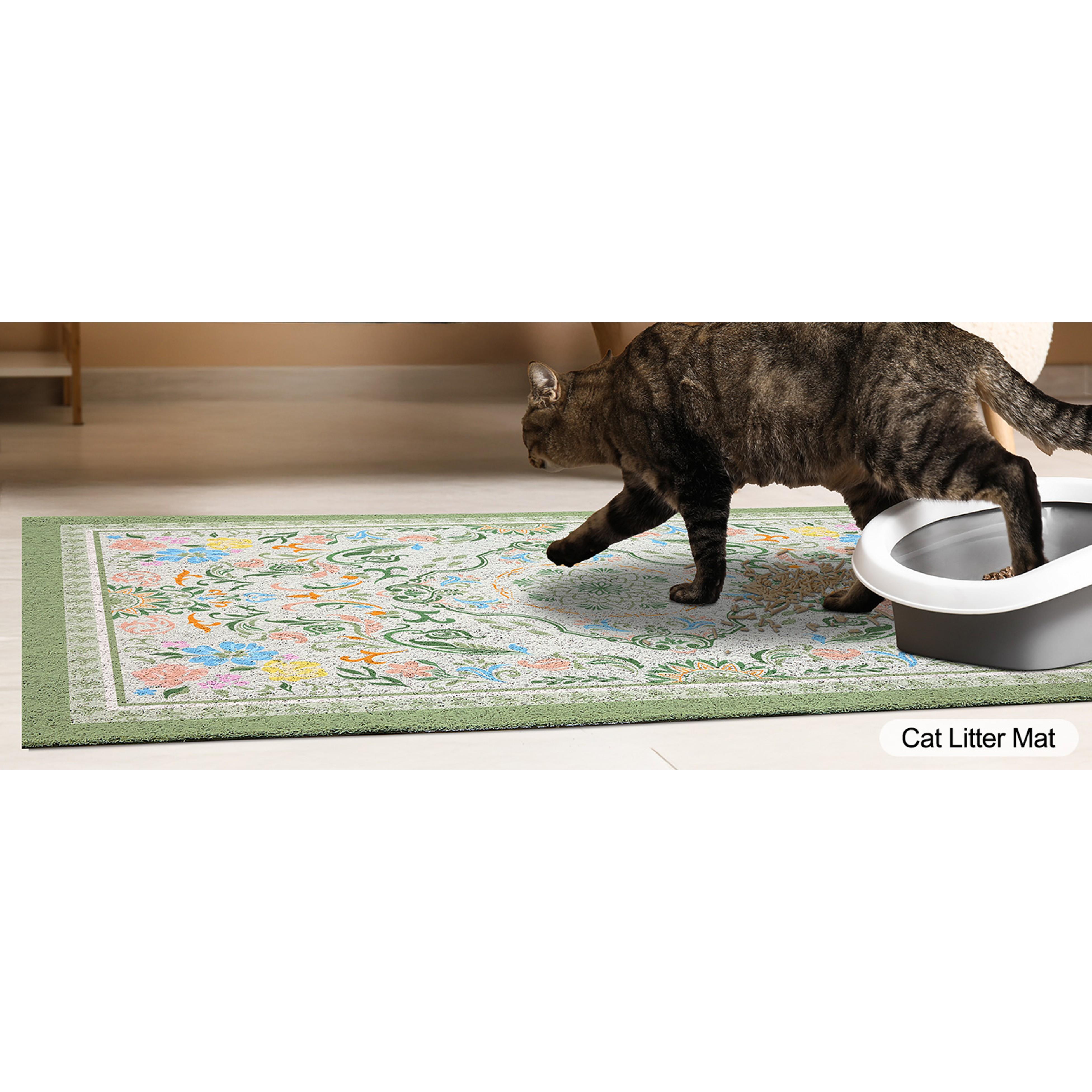 Cat Litter Mat with Non-Slip Bottom Litter Box Mat 33"X22" Litter Trapping Mat Easy to Clean Washable Cat Food Mat for Kitty
