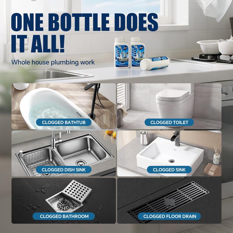 Powerful Pipe Dredging Agent for Kitchen and Toilet Pipelines - Dissolves 200+ Blockages and Kills 99% of Bacteria